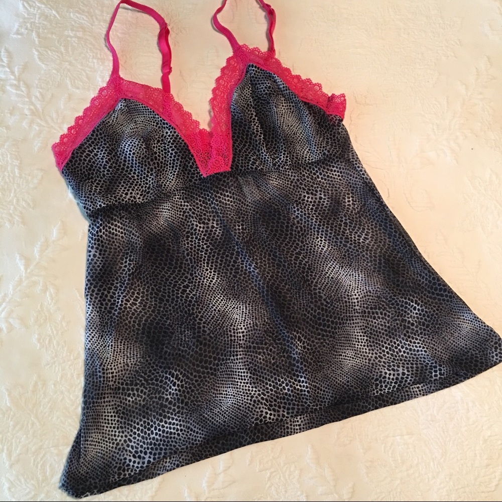 Jose Natori M EUC camisole black and hot pink